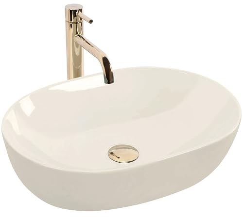 REA LISA SHINY VASQUE À POSER OVAL BLANC VASQUE À POSER EN CÉRAMIQUE