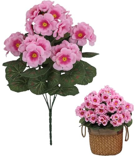 YEHOOM Geranium Künstliche Blumen, UV-beständig, Kunstgeranien, Seidenblumen, Outdoor-Pflanze, Geranien für Hochzeit, Zuhause, Party, Restaurant (Hot Pink)