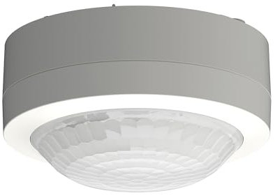 Theben 1030203 PIRA T8 AP Rilevatore di movimento/presenza per interni, 200 W, LED da 200 W, campo di rilevamento rotondo 360°, Ø 8 m, tempo di ricarica 5 s - 15 min, montaggio a parete