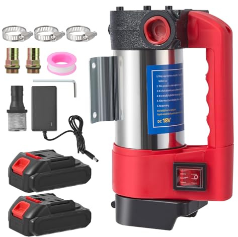 Portable Fuel Transfer Pump 12V, 260W 4200RPM Electric Diesel Pump with 2Pcs 1500mAh Battery, 50L/min Fuel Pump, Self Priming, for Kerosenel, Diesel