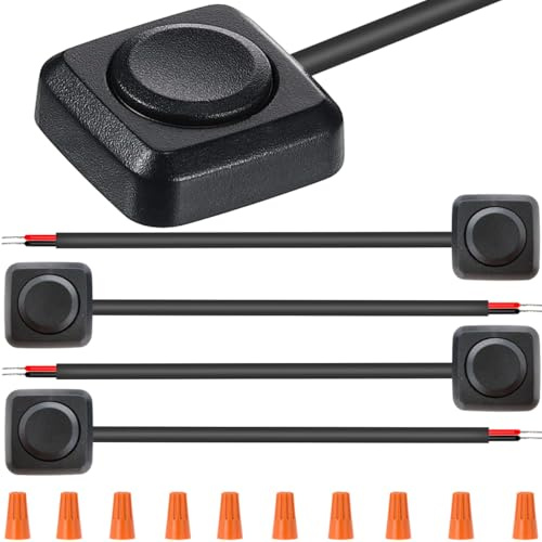 Xiatiaosann 4 Stück Momentaner Druckknopfschalter, 12 V, 24 V, Auto-Mini-Taste, vorverdrahteter Oberflächenmontageschalter, für Auto, Schiff, Industrieausrüstung, medizinische Ausrüstung, Haushalt