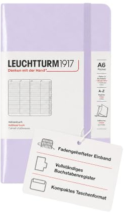 LEUCHTTURM1917 Adressbuch Pocket A6, Hardcover, A–Z Register, Lilac