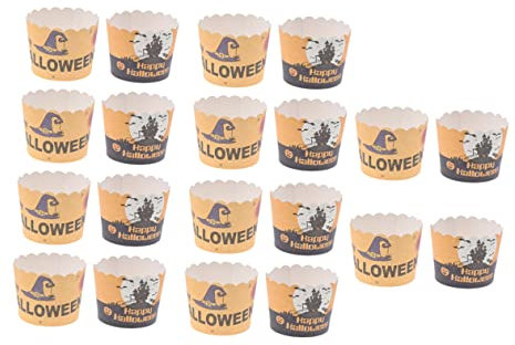 PRETYZOOM 100pezzi Pirottini Per Torte Motivi Halloween Resistenti All Olio Giallo Pirottini Decorativi Per Muffin Forniture Per Cottura Al