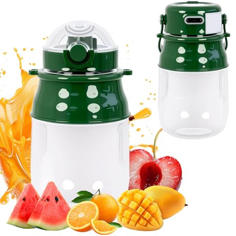 Mini Blender Smoothie 800 ml Blender Portable Électrique Avec Lames Presse Agrumes Manuel Rechargeable par USB Puissant 18W Avec Deux Couvertures pour Cuisine Salle de Sport (Vert foncé - 800 ml)