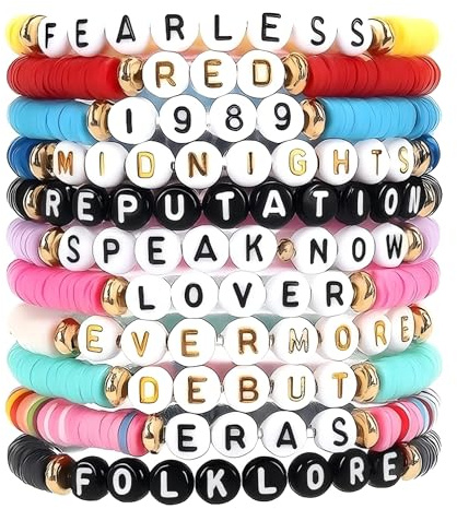 Vayfoni 11 Pcs Taylor-inspired Friendship Bracelet Set – Colour bohemian letter bracelets for women & men – Trendy concert souvenirs, ts gifts & friendship bracelets – Party favours (multicolour)