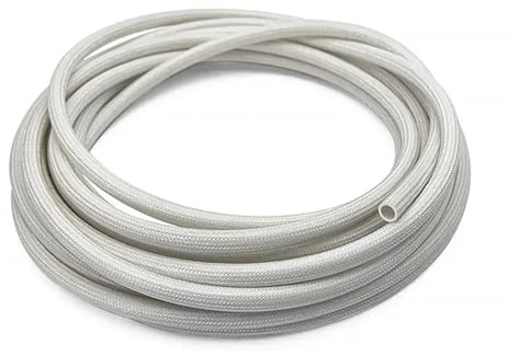 AYAZER Guaina Intrecciata in Fibra di Vetro e Silicone, Tubo Isolante for la Protezione dei Cavi, Diametro 2-12 mm, Lunghezza 5/10 Metri, Bianco(5M,2 x 4mm)