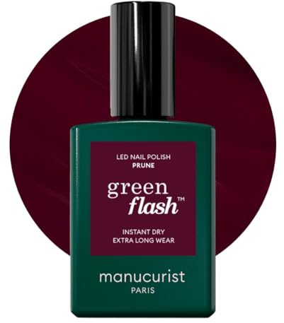 Manucurist Green Flash Smalto Bordeaux Vinaccia Prune | Gel Unghie UV/LED - 12-Free, Bio-Based 84% - Manicure Professionale - Made in France - 15 ml