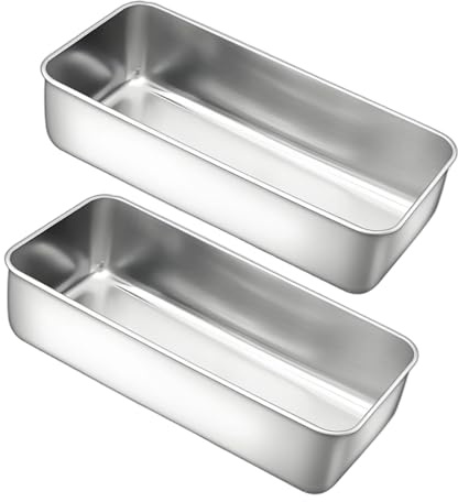 MJFENDAI Brödbakform, set med 2, 33 cm, rostfritt stål, rektangulär bakform, tårtform, brödformer för att baka bröd, tårta, toast, för ugn och varmluftsstekare