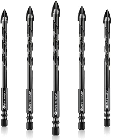 Fliesenbohrer Lytool 5 tlg.Glasbohrer Steinbohrer Bohrer Set Ø 8 mm | Sechskantschaft Universalbohrer für Metall Ziegel Glas Kunststoff Holz