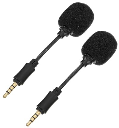 Toddmomy Microfono Portatile Professionale Omnidirezionale 4 Poli Riduzione Rumore per Registrazione Vocale e Canto, 2 Pezzi Compatibili Smartphone e Pc, Microfono Domestico per Live