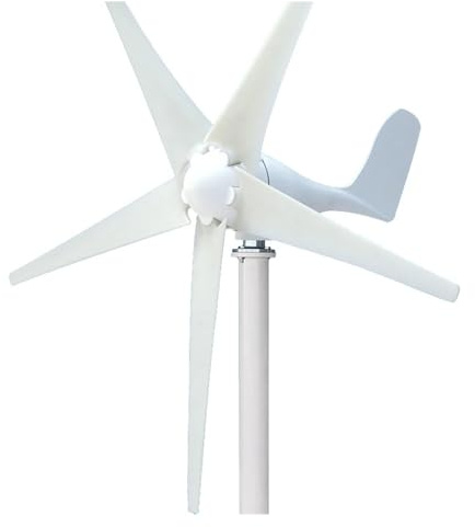 Aerogenerador Generador de viento 300W, 3 o 5 palas, 12V, 24V, for uso doméstico y monitoreo turbina eólica poco ruido(5 Blades,24V)