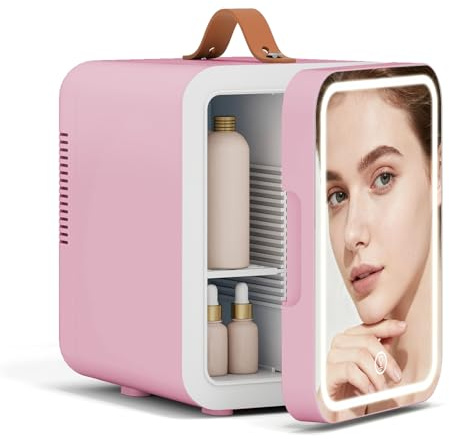 ARTETHYS Mini Fridge for Bedrooms, Small Skincare Fridge with LED Mirror