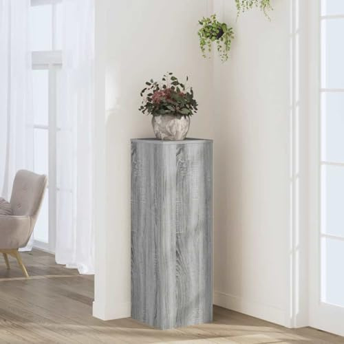 Ziaphsol Soporte para plantas Sonoma gris de madera de 33 x 33 x 100 cm, capacidad de carga de 50 kg, soporte de flores para salón, jardín de invierno, esquina y alféizar de ventana, soporte de pared