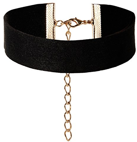 JewelryWe Schmuck Damen Choker Halskette, 18mm / 25mm / 35mm Breite Velvet Spitze Choker Kette Tattoo Punk Gothic Halsband, Schwarz