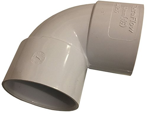 Pack of 10 - Solvent Weld 32mm Waste Pipe 90 Degree Knuckle Bend - White
