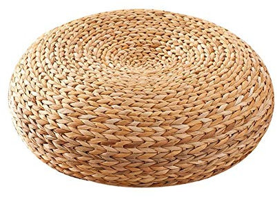 fridaymonga Cojín de paja hecho a mano, yoga, meditación, estilo japonés, Tatami, respetuoso con el medio ambiente, acolchado de punto paja plana cojín de asiento, esterilla de yoga para meditación