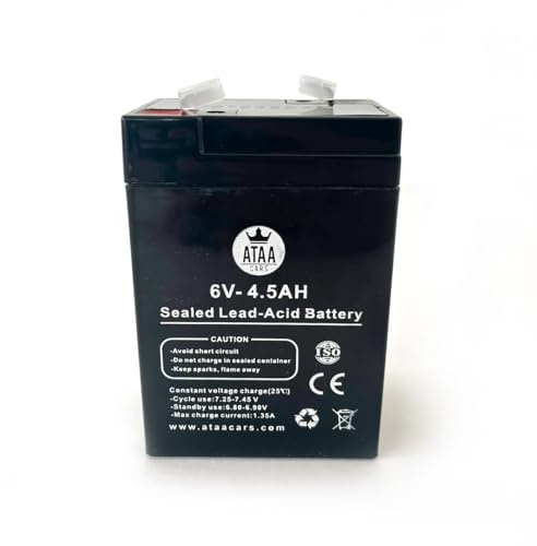 ATAA Batterie pour Les Voitures électriques pour Les Enfants 6v 12v 24v - 6 Volts 4.6 Amp - Batterie Haute Performance Rechargeable pour viotures et Motos électriques pour Enfants