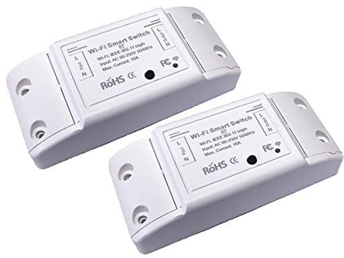 LEDLUX SH101WR, 2 Pezzi Smart Interruttore Intelligente WiFi + RF, Smart Switch, Compatibile Con Alexa Google Home (WIFI + RF 10A)