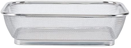 Stainless Steel Wire Mesh Rectangular Strainer for Washing Fruits, Vegetables, Grains into Sink, or Storing in Fridge