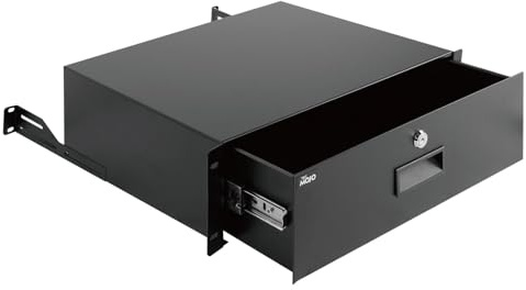Tecmojo 3U racklåda, rackmonteringslåda för 19 tums nätverksutrustning/server//AV-rack eller skåphölje, glidande och låsbar serverhylla låda – bärande 10 kg (22 pund), med kabelhanteringshål
