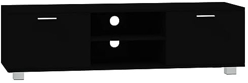 vidaXL TV Schrank TV Möbel Lowboard Fernsehschrank TV Tisch Beistellschrank HiFi-Schrank mit 4 Fächern Schwarz 140x40,5x35cm Holzwerkstoff