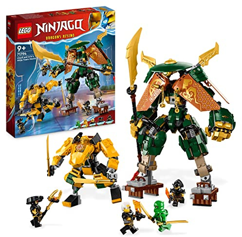 LEGO NINJAGO Lloyds und Arins Ninja Training-Mechs Set mit 2 kombinierbaren Action-Figuren und 5 Minifiguren, Ninja-Kampfspielset, Geschenk für Kinder 71794