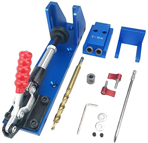 Pocket Hole Jig Set, Aluminium Taschenloch Bohrschablone, Bohrschablone Schrägloch Bohrhilfe Schrägloch Für Holzverbindungen Und Das Bohren, Bohrschablone Dübelbohrlehre Holzbearbeitung
