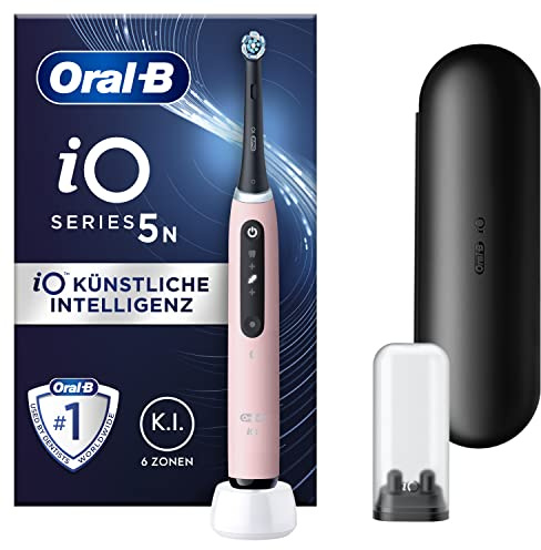 Oral-B iO 5 Elektrische Zahnbürste/Electric Toothbrush, Magnet-Technologie, 5 Putzmodi für Zahnpflege, LED-Anzeige & Reiseetui, Designed by Braun, blush pink
