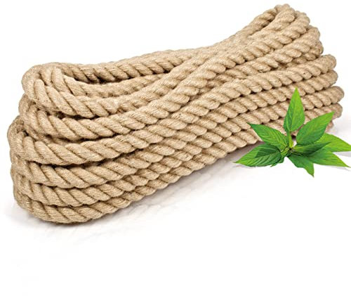 Abio Corde en jute 100 % naturelle - 6 mm x 5 m - Pour macramé, décoration, jardin, main courante, bateau, colis (corde de jute)