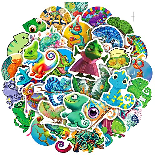 LYLSDSB 50 pegatinas de lagarto impermeables lindos animales pegatinas para laptop, skateboard, botellas de agua, coche, bicicleta, equipaje, kawaii camaleón gecko pegatinas para adolescentes y niños