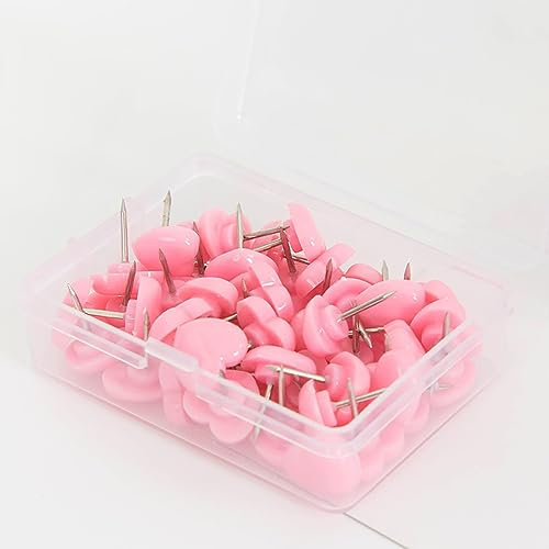 Herzform Pinnwandnadeln - Rosa & Rot Herzform Push Pins Pinnadeln Reißzwecke mit Kasten, Schule Büro Dekoration Zubehör (50 stück Rosa)
