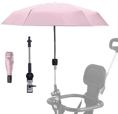 Nakazawa Ombrello rimovibile per passeggino, parasole con clip, ombrello portatile per passeggino, protegge il bambino dai dannosi raggi UV (rosa)…