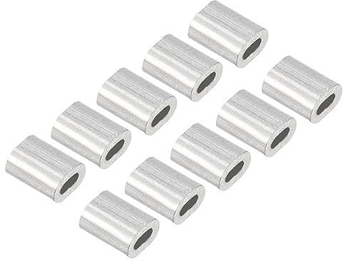 QUARKZMAN 3mm Alluminio Manicotti Morsetti X100pz Ovale per 0.5mm Filo Corda e Cavo Linea, [Tono Argento]