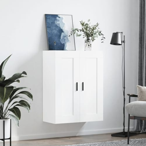 Gecheer Mobile,Armadietto,Pensile,da Parete,a Muro,Moderno,in Multistrato,Bianco,con 2 Ante,69,5x34x90 cm,Armadietto a Muro,Armadietto Sospeso,Armadio da Bagno,Armadio da Cucina,Maniglia F