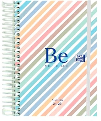 Oxford Colorblock - Kalender 2024/2025, Tag pro Seite, extra fester Einband, 12 x 18 cm, Spanisch, Modell Be mehrfarbig