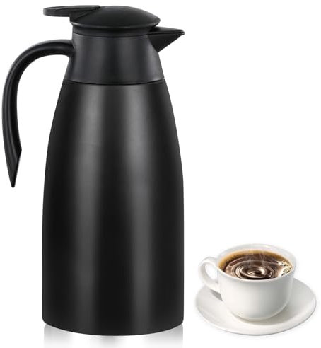 2 Litros Jarra Termica, Jarra Termo, Jarra Cafe, Hervidores Al Vacío Aislados, Se Mantiene Caliente Durante 24 Horas Para Hervidores, Teteras Y Cafeteras Para Mantener Bebidas Calientes (Negro)
