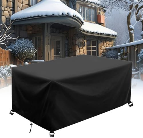 AJALGZ Gartenmöbel Abdeckung Winterfest 140x60x90cm/LxBxH Terrassenmöbel Schutzhülle Wasserdicht - Schwarz Abdeckplane für Gartentisch