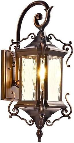 HSTBLEOO Lampada da parete da lettura per porta del parco, illuminazione esterna per casa, lanterna da parete esterna, illuminazione per portico, applique da parete dipinte in nero e oro(B)