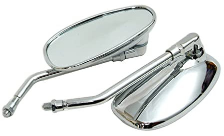Lenkerendenspiegel 1 Paar 10 Mm Motorradspiegel Chrom Oval Retro-Rückspiegel E-Bike-Rückspiegel Motorrad Spiegel