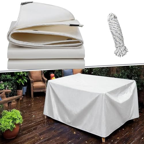 Telo Copritutto in Plastica, Telo Protettivo 2 x 2 m Resistente Alle Intemperie, Impermeabile Tendone Ombreggiante Oscurante da Esterno per Mobili, Legna, Campeggio, Bici, Bianco