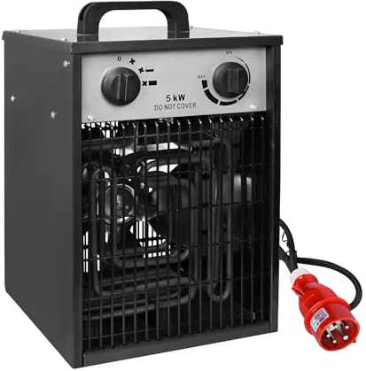Aufun Profi-Heizlüfter Elektroheizung 5KW Heizstrahler Elektroheizer Schwarz
