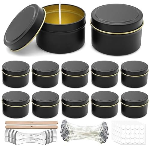 PWGHWG 12 Stück Kerzengläser mit Deckel Runden Kerzengläser Zum Kerzen Gießen mit Zubehör Kerzendosen Leer mit Deckel Geeignet für Selbstgemachte Kerzen Schmuck Tee SüßIgkeiten