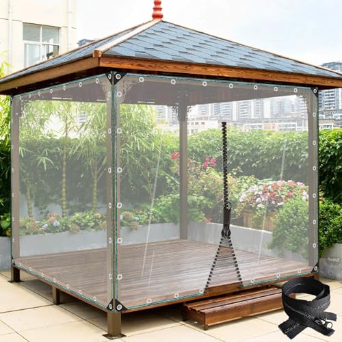 Paneles laterales transparentes impermeables resistentes con cremallera para uso en exteriores, cortinas de lluvia duraderas, cubierta resistente al desgarro, lona de plástico PVC
