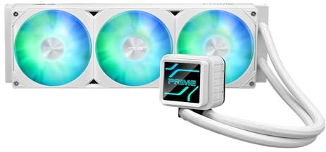 ASUS Prime LC ARGB White Edition - Refrigeración por agua para CPU líquida todo en uno (superficie de contacto ampliada, bloque de agua con lentes de espejo infinito, ventilador ARGB, Intel LGA 1851,