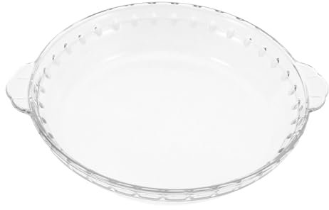 Ciieeo Deep Glass Pie Plate Microwave Lid Heat-Resistant Baking Dish for Oven and Steaming Dishwasher Safe Round Glass Serving Plate