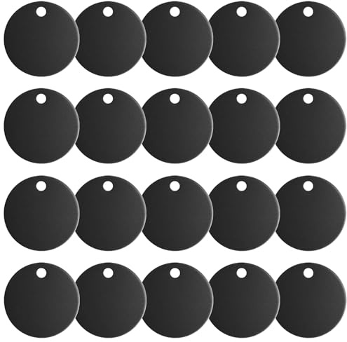 ANNASAMDO Runde Anhänger Aluminium, 25mm Blank Metall ID Tags Stanzen Rohlinge für Halskette Armband Schmuckherstellung, Blau