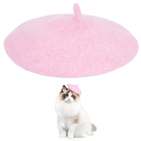 GORGECRAFT Béret pour Chat Bonnet pour Chien Bandeau Réglable Laine | Menton Réglable, Style Artiste Français, Mini Casquettes, Pour Fête Cosplay Carnaval Noël, Couvre Chef pour Animal