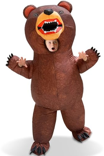 Camlinbo Halloween Inflatable Bear Costume for Kids, Full Body Blow Up Brown Bear Costume for Halloween Inflatables Cosplay Party