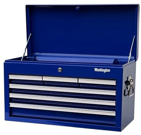 Workington Professional Industrial Portable Metal Tool Chest with 6 Drawers, 26 6-Drawer Tool Chest Cabinet with Ball Bearing Drawer Slides, Steel Tool Storage Box Organizer 4015 Blue