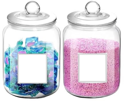 Cialde for lavanderia Barattoli di vetro Contenitori ermetici da mezzo gallone for l'organizzazione e lo stoccaggio di detersivi for lavanderia in polvere per alimenti secchi Tè Caffè Zucchero(2PCS)